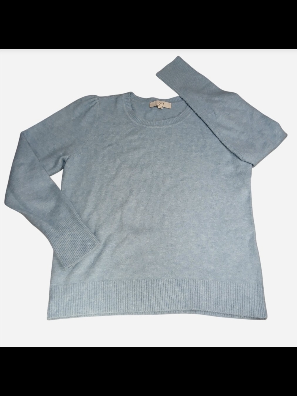 LOFT Light Blue Crewneck Knit Sweater Women's Size L Long Sleeve